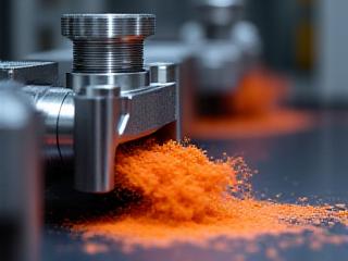 顔料製造ラインのクローズアップ